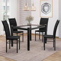 Conjunto Sala de Jantar Mesa Tampo de Vidro com 4 Cadeiras Ivete Espresso Móveis Preto