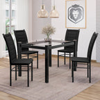 Conjunto Sala de Jantar Mesa Tampo de Vidro com 4 Cadeiras Ivete Espresso Móveis Preto