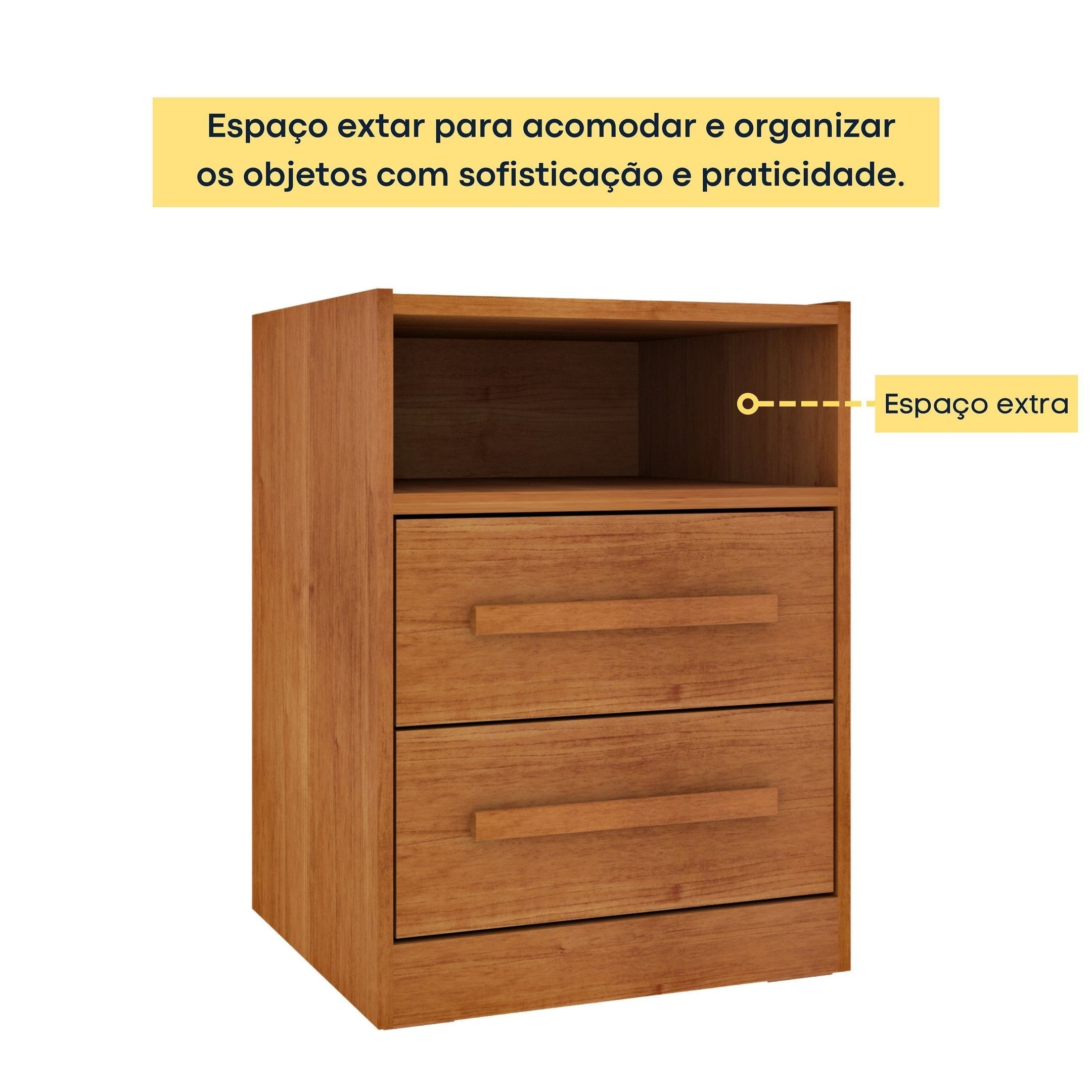 Mesa de Cabeceira 2 Gavetas Ripado Yescasa
