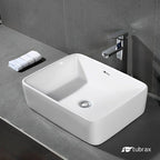 Cuba Banheiro Lavabo Cerâmica Retangular Branca Apoio Tubrax BAB0003