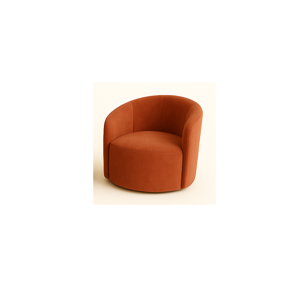 Conjunto Gaia Sofá e Poltrona Curva Orgânica Suede Terracota MD Montanaris Decor