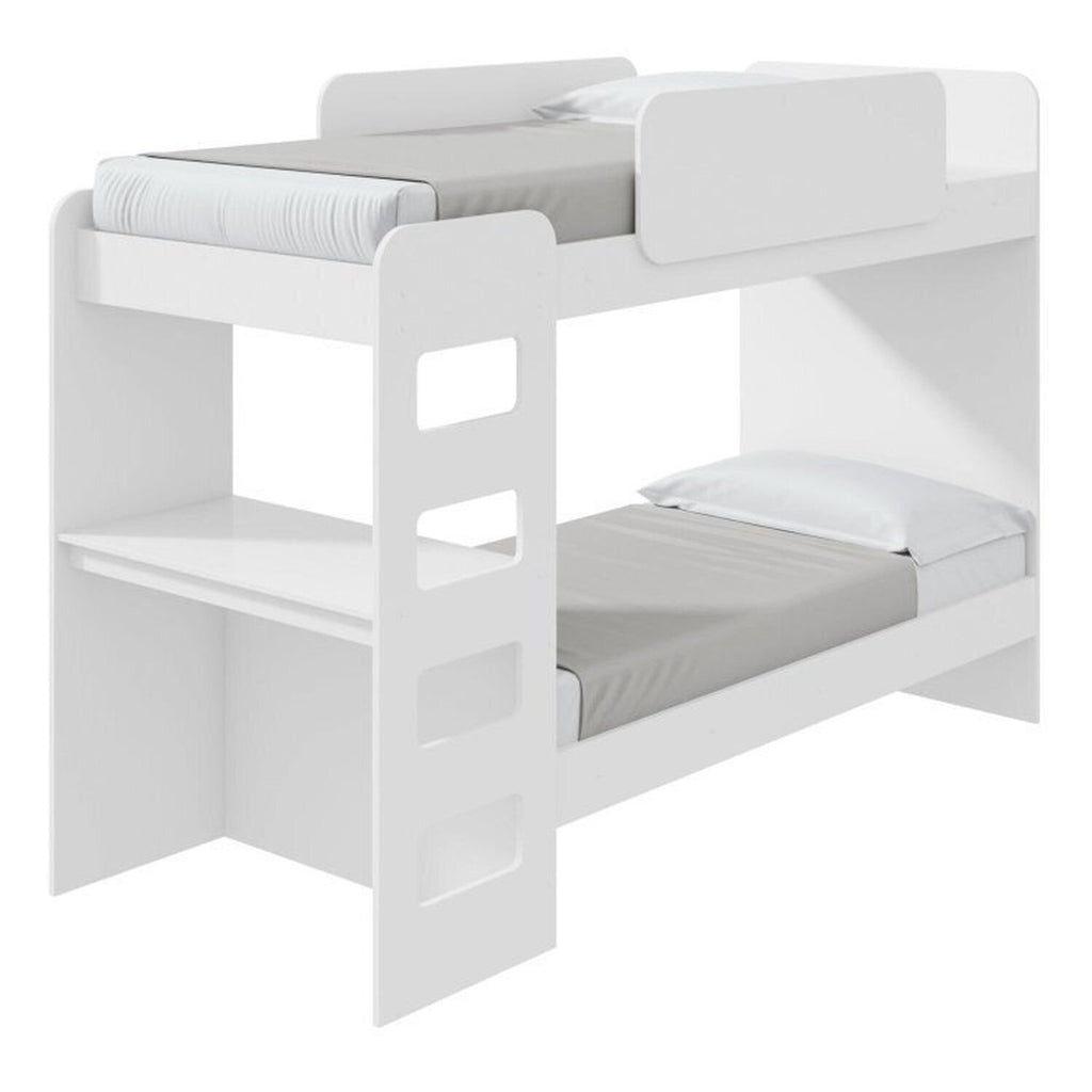 Conjunto Quarto Infantil Completo Beliche Escrivaninha Cômoda e Guarda-Roupa Branco Móveis Lopas