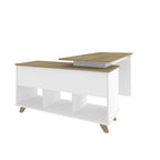 Escrivaninha Retrô em L Mesa Escritório e Home Office 2 Gavetas 5 Nichos 145cm Artany