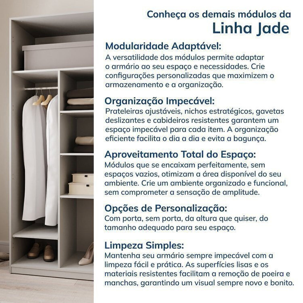 Guarda-Roupa Modular 2 Peças 4 Portas e Gaveteiro Jade CabeCasa MadeiraOriginals