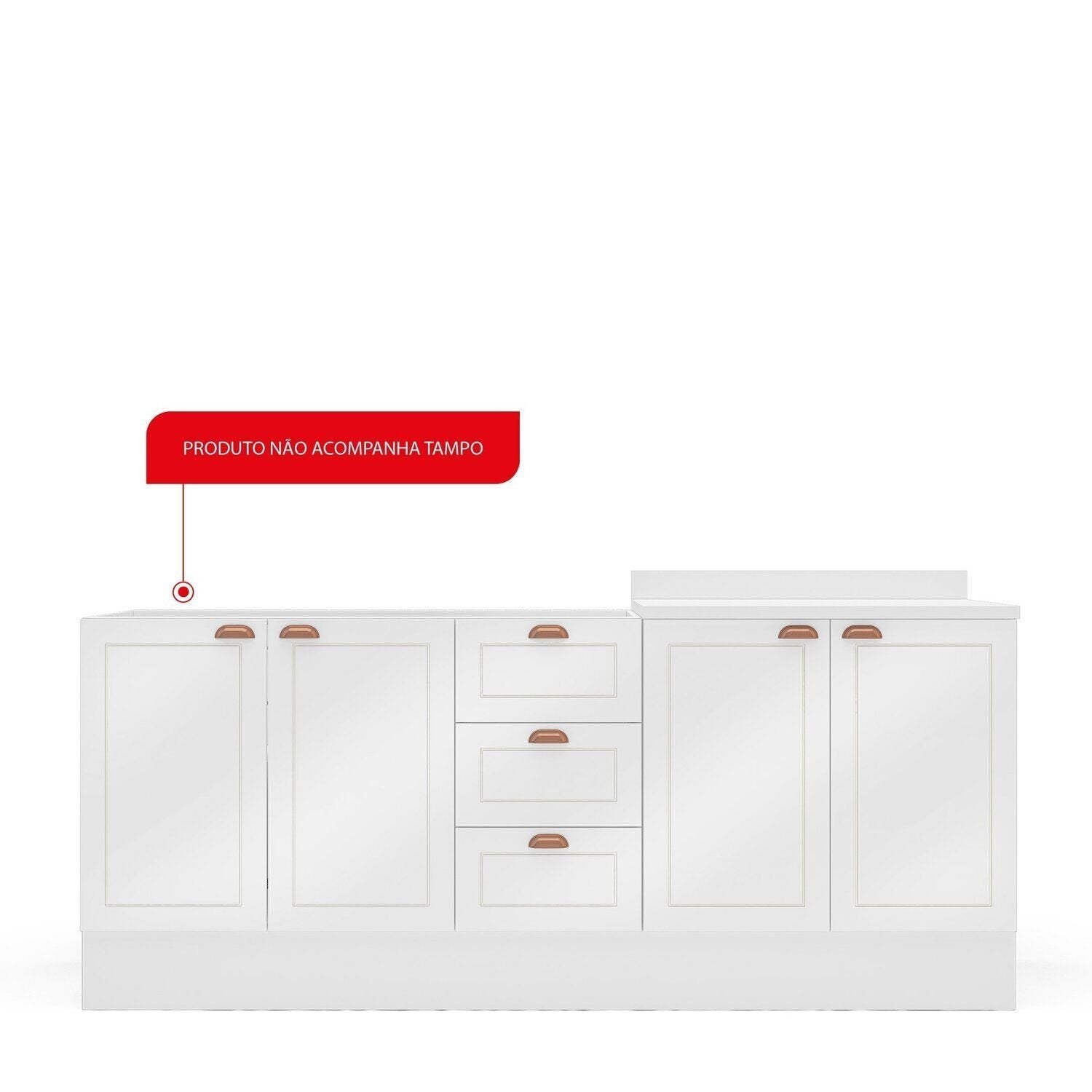 Cozinha Pérola Compacta com Rodapé 2 Peças Balcão 2 Gavetas 3 Portas Yescasa Branco