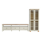 Conjunto Sala de Estar Ananda Rack e Cristaleira Madeira Maciça Off White/Mel CabeCasa MadeiraMadeira