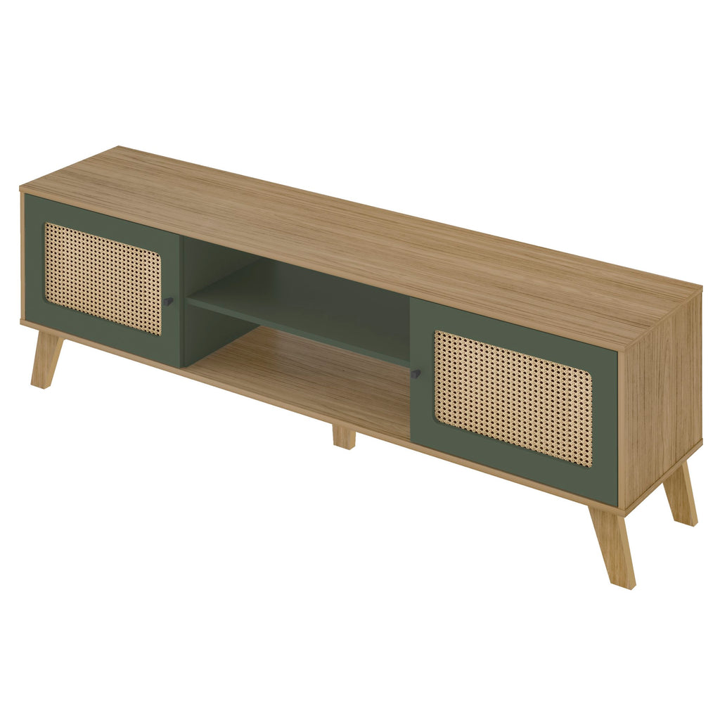 Conjunto Sala de Estar Charlotte Rack Buffet e Mesa de Apoio Artely Móveis Carvalho/Menta