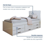 Conjunto 2 Cama Solteiro 5 Gavetas Júlia Conquista Móveis Branco