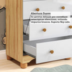 Cômoda Infantil 1 Porta 4 Gavetas 100% MDF Mimo Espresso Móveis Branco Brilho/Amêndoa