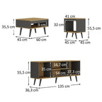 Conjunto Sala de Estar 3 Peças Rack para TV Mesa de Centro e Apoio Tóquio Ozini