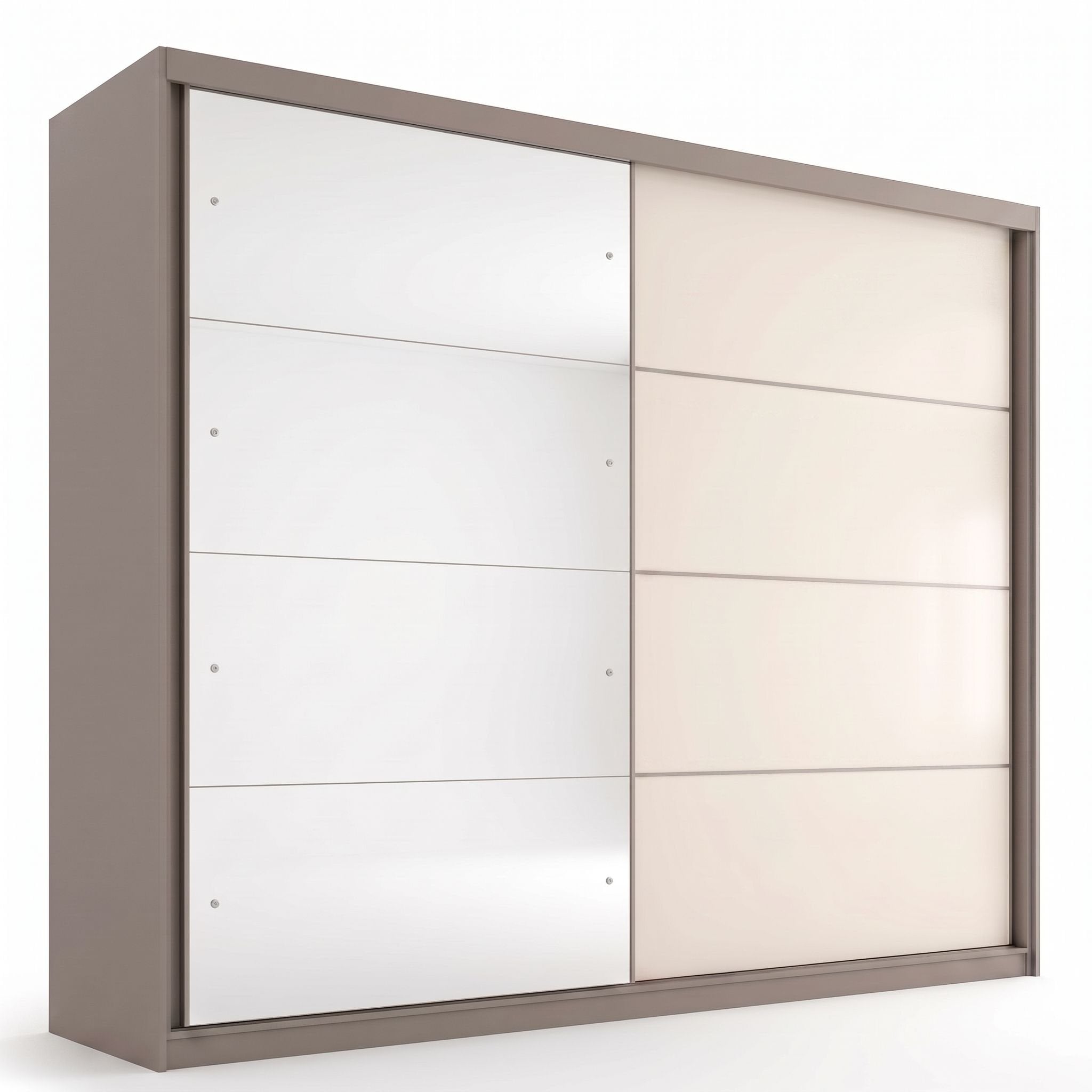 Guarda-Roupa Casal Henn Dream 2 Portas Deslizantes com Espelho 100% MDF Off White/Avelã