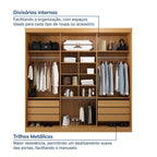 Guarda-Roupa Casal 3 Portas de Correr Samambaia CabeCasa MadeiraOriginals Carvalho