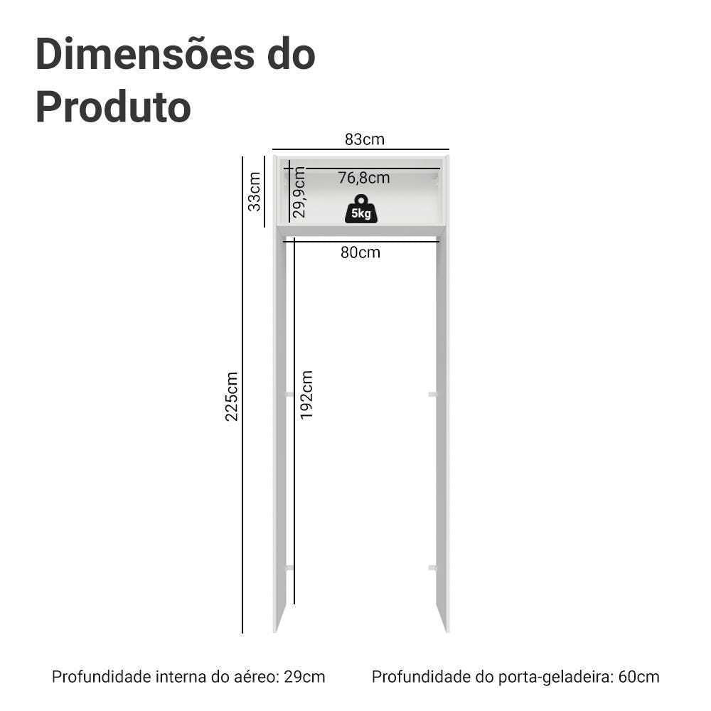Porta-Geladeira 83 Cm 1 Porta Basculante Branco Vik Madesa G2708109VK