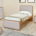 Cama Solteiro Corino Cabeceira Estampada Loop Móveis Lopas Amêndoa Clean/Off White