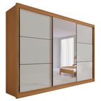 Guarda-Roupa Casal 3 Portas de Correr 6 Gavetas 273cm Miami D Doro 100% MDF Marrom/Cinamomo/Off White