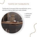 Escrivaninha Mesa Escritório em L com Caixa de Tomada Tamburato Estação Diretoria 202,5cm Marrom Artany