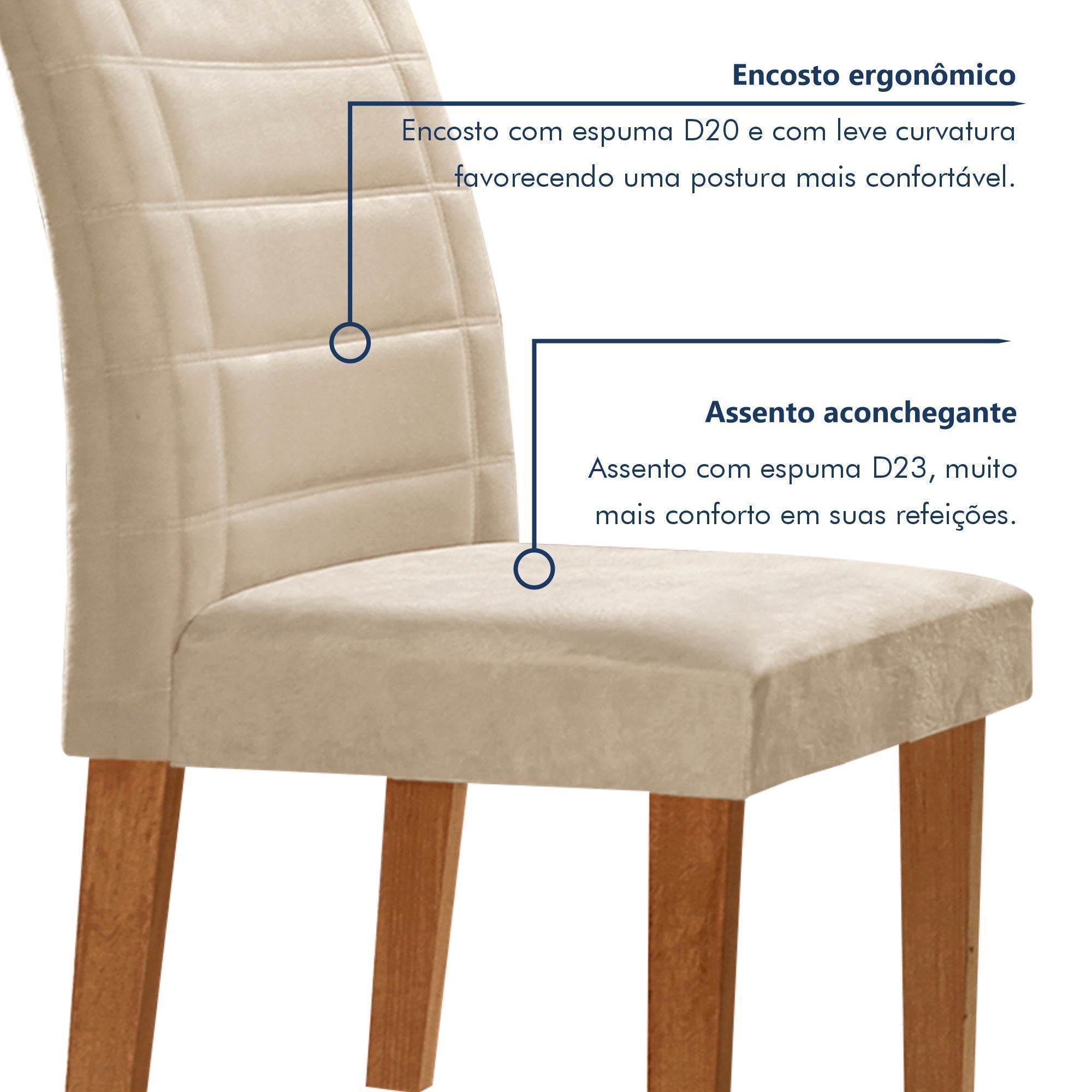 Conjunto Sala de Jantar Genova Tampo Vidro/MDF com 6 Cadeiras Genova Smart Plus Cel Móveis