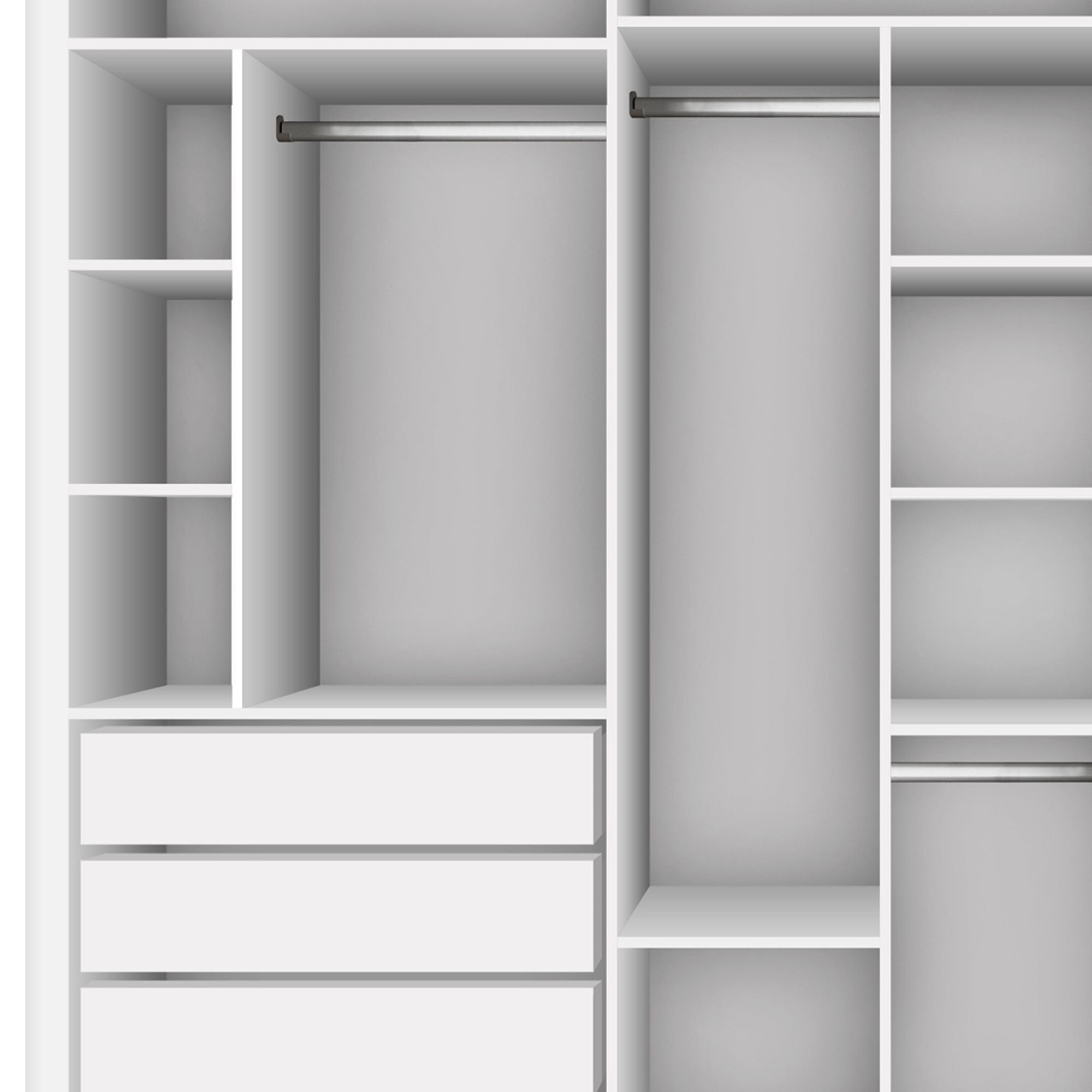 Guarda-Roupa Casal 3 Portas 6 Gavetas com Espelho Premium Lux Yescasa Branco