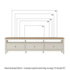 Conjunto Sala de Estar Ananda Rack Estante e Cristaleira Madeira Maciça Off White/Mel CabeCasa MadeiraMadeira