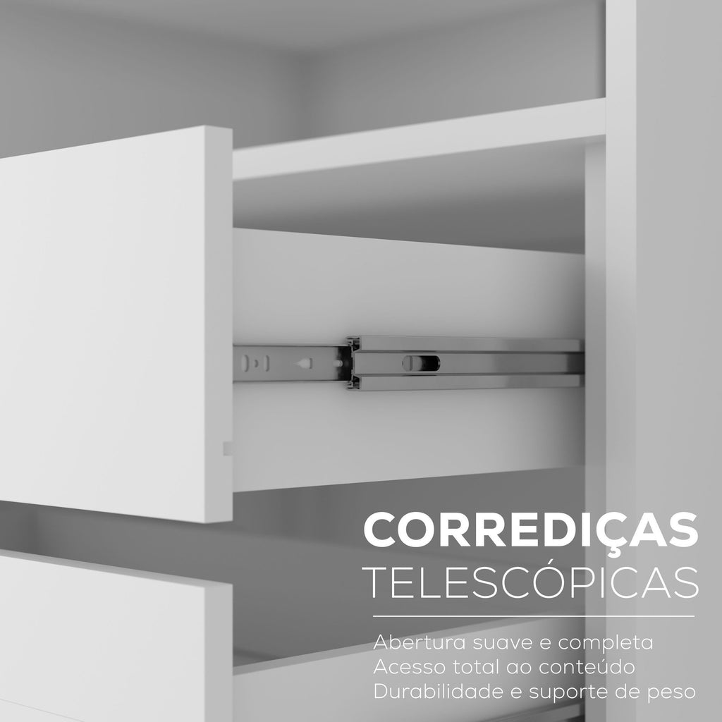 Guarda-Roupa Solteiro 2 Portas 1 Espelho 100% MDF Geneve RR Móveis Branco