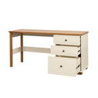 Escrivaninha Mesa Escritório Pinus Ananda 3 Gavetas 150cm CabeCasa MadeiraOriginals Off-White e Mel Marrom