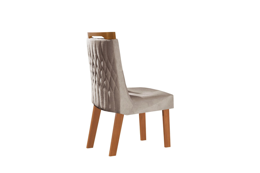 Conjunto Sala de Jantar Mesa Safira Tampo Vidro e MDF com 6 Cadeiras Atena LJ Móveis
