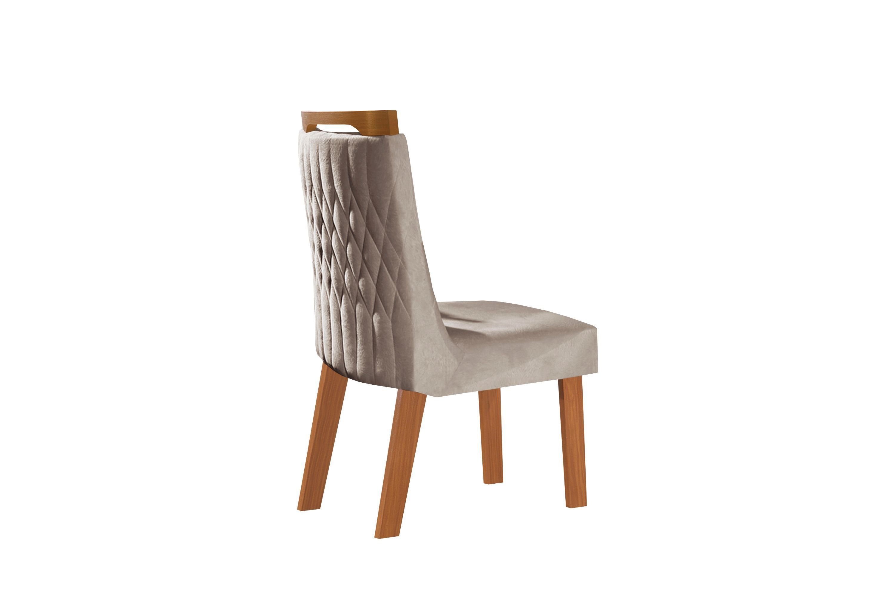 Conjunto Sala de Jantar Mesa Safira Tampo Vidro e MDF com 6 Cadeiras Atena LJ Móveis