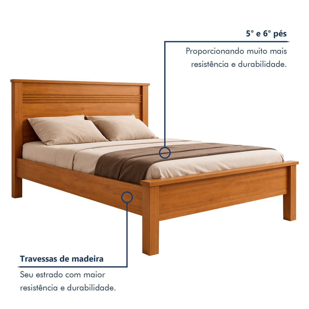 Cama Casal Irlanda Conquista Móveis MDF/MDP Cacau
