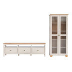 Conjunto Sala de Estar 2 Peças Rack e Cristaleira Ananda CabeCasa MadeiraOriginals Off White/Mel