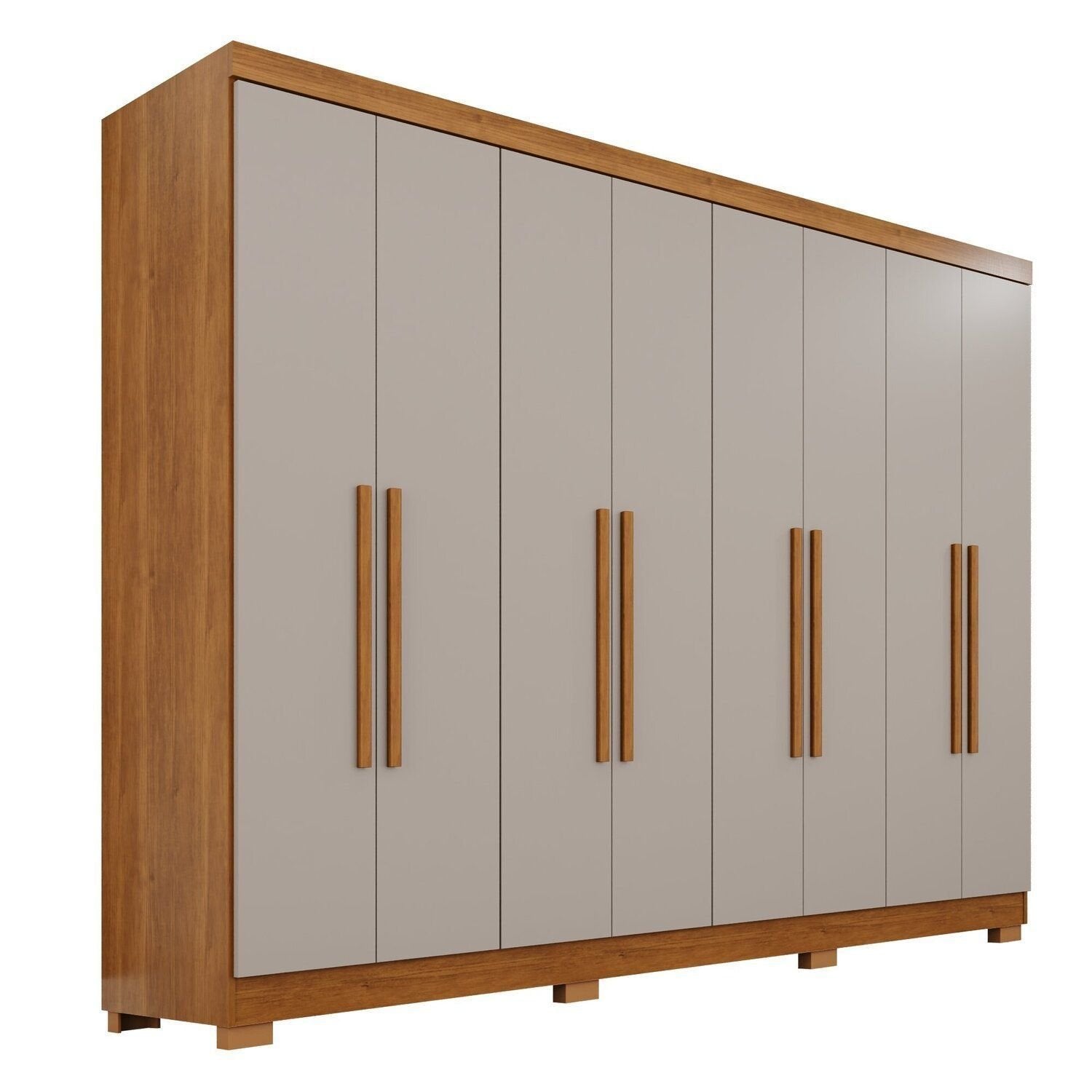 Guarda-Roupa Casal França 8 Portas 4 Gavetas Espresso Móveis Off White/Cinamomo