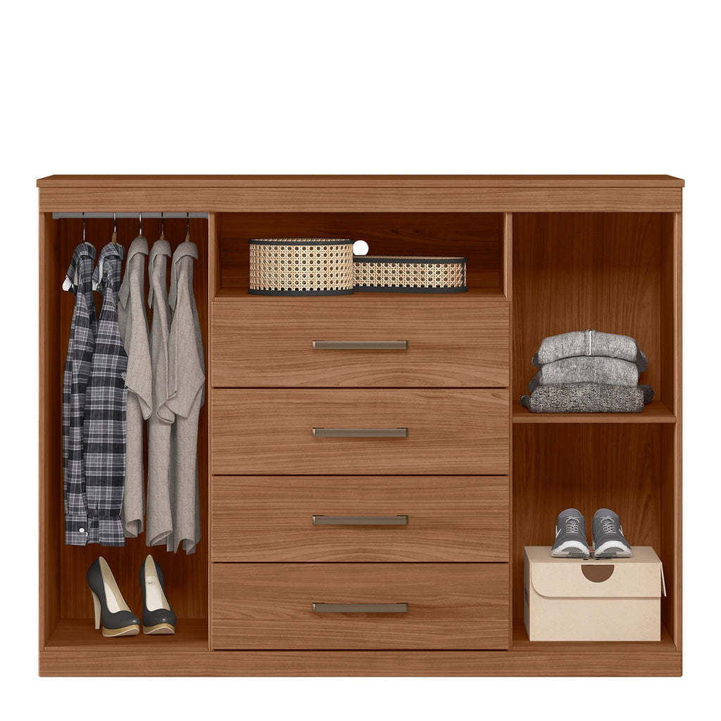 Cômoda para Quarto 2 Portas 4 Gavetas 1 Nicho Master Santos Andirá Marrom/Jatobá