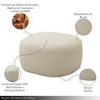 Conjunto Poltrona Base Fixa e Puff Decorativo Charlote Sala de Estar Bouclê Bege G88 Gran Belo