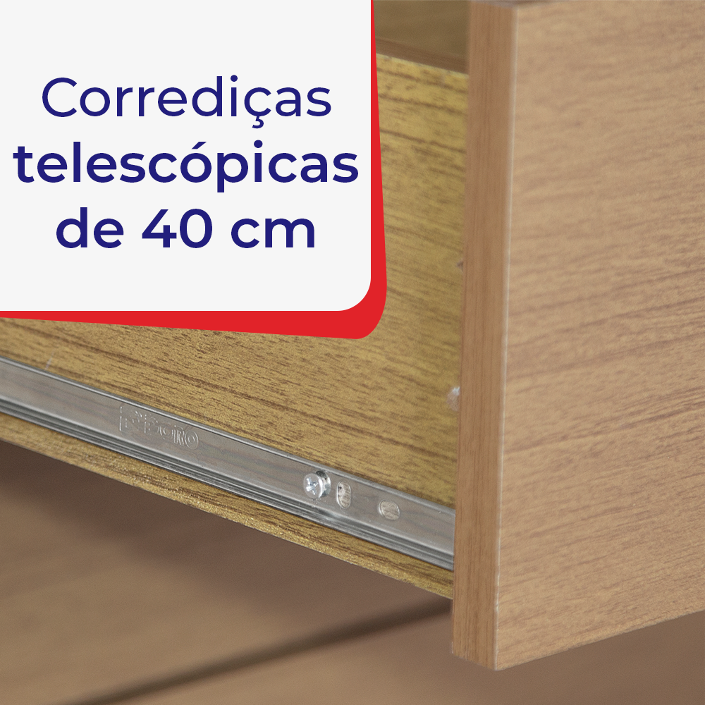 Guarda-Roupa Casal 3 Portas de Correr 6 Gavetas Qatar D Doro 100% MDF Cinamomo/Marrom