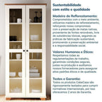 Conjunto Sala de Estar Ananda Rack Estante e Cristaleira Madeira Maciça Off White/Mel CabeCasa MadeiraMadeira