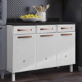 Balcão de Cozinha em Aço Triplo com Tampo 3 Portas 3 Gavetas 120cm Mirage New Telasul Branco