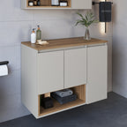 Gabinete para Banheiro Suspenso FAEMA Cecília 80cm 3 Portas 1 Nicho Colorido Mel/Arenas