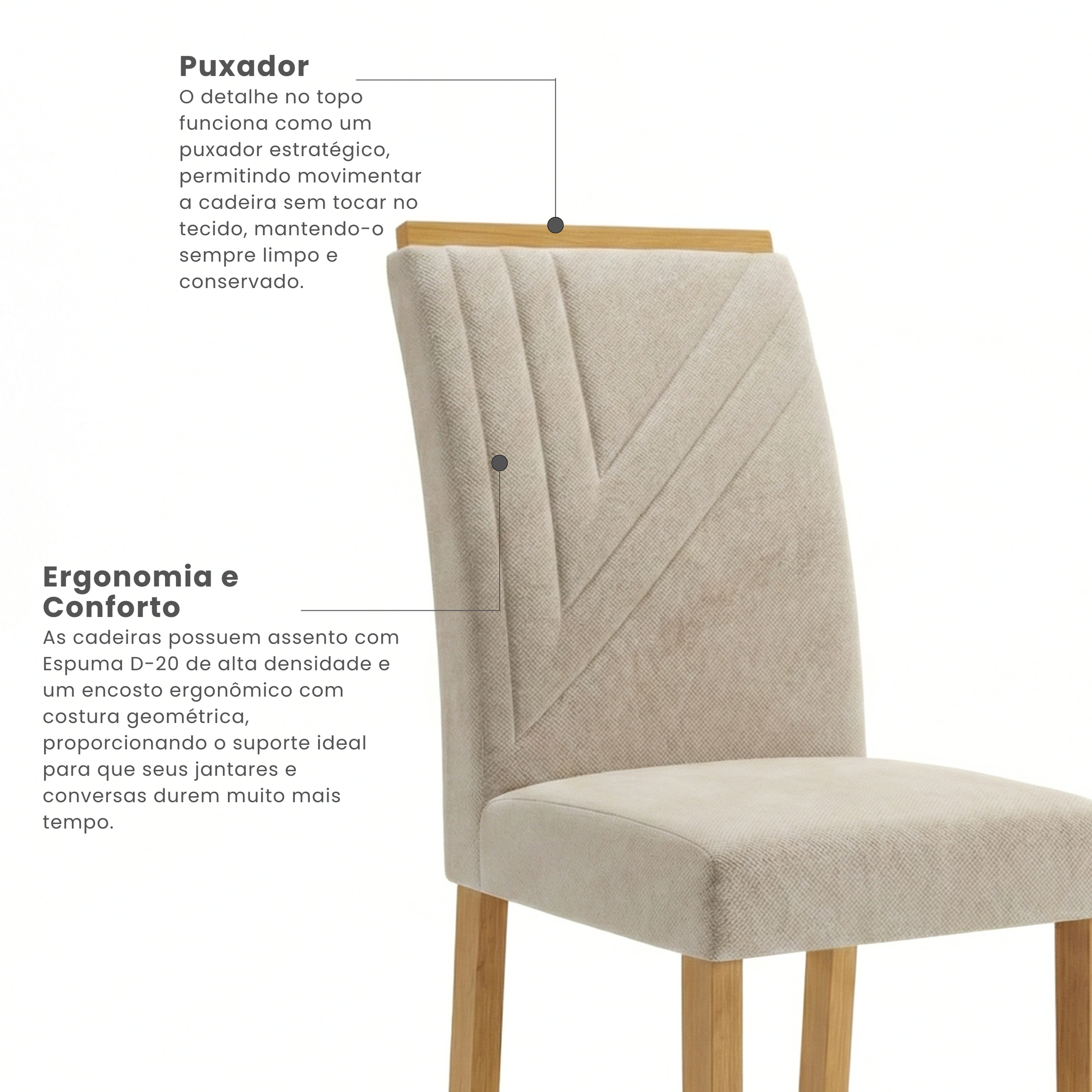 Conjunto Sala de Jantar Mesa Retangular Tampo MDF/MDP com 4 Cadeiras Miami Yescasa