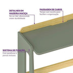 Quarto Infantil Completo Guarda-Roupa Curió Treliche Escrivaninha Estante Petit Verde/Mel Casatema