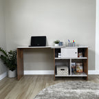 Escrivaninha Mesa Escritório Nomad 4 Nichos 1 Porta 114cm Artely Cinamomo e Off White