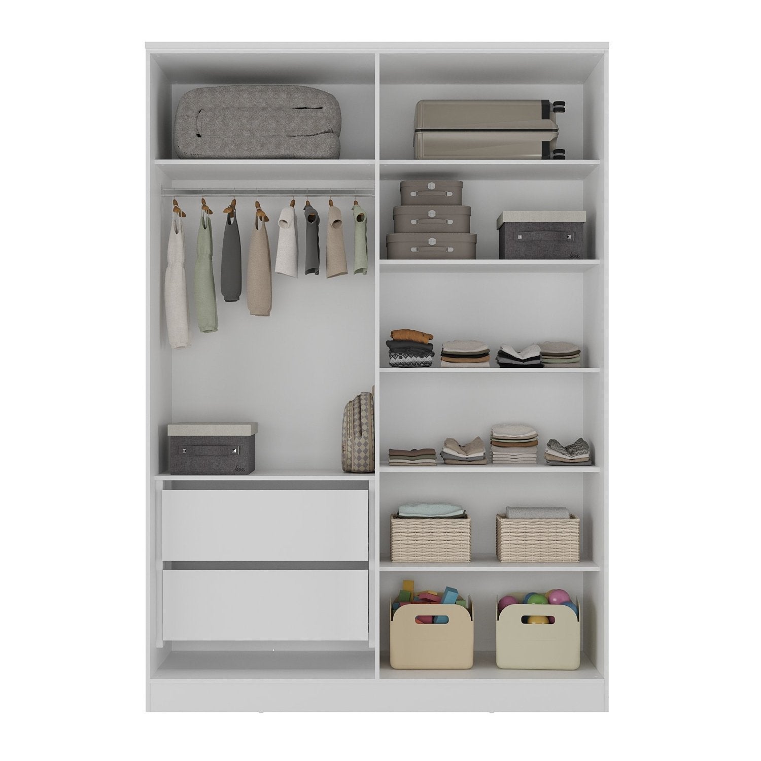 Guarda-Roupa Infantil 4 Portas 2 Gavetas Sky Yescasa 100% MDF Branco/Olmo Italiano