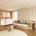 Quarto Infantil Completo com Cama de Solteiro 3 em 1 e Cômoda 10 Gavetas em MDF Premium Helena e Alice FD