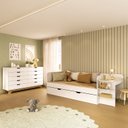 Quarto Infantil Completo com Cama de Solteiro 3 em 1 e Cômoda 10 Gavetas em MDF Premium Helena e Alice FD