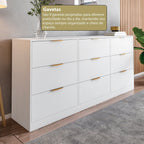 Cômoda para Quarto 9 Gavetas 200x90cm Sun Yescasa Branco