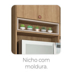 Cozinha Completa Modulada 6 Peças com Paneleiro Torre Quente e Balcão para Pia sem Tampo Marti Yescasa Mel/Fendi Cinza