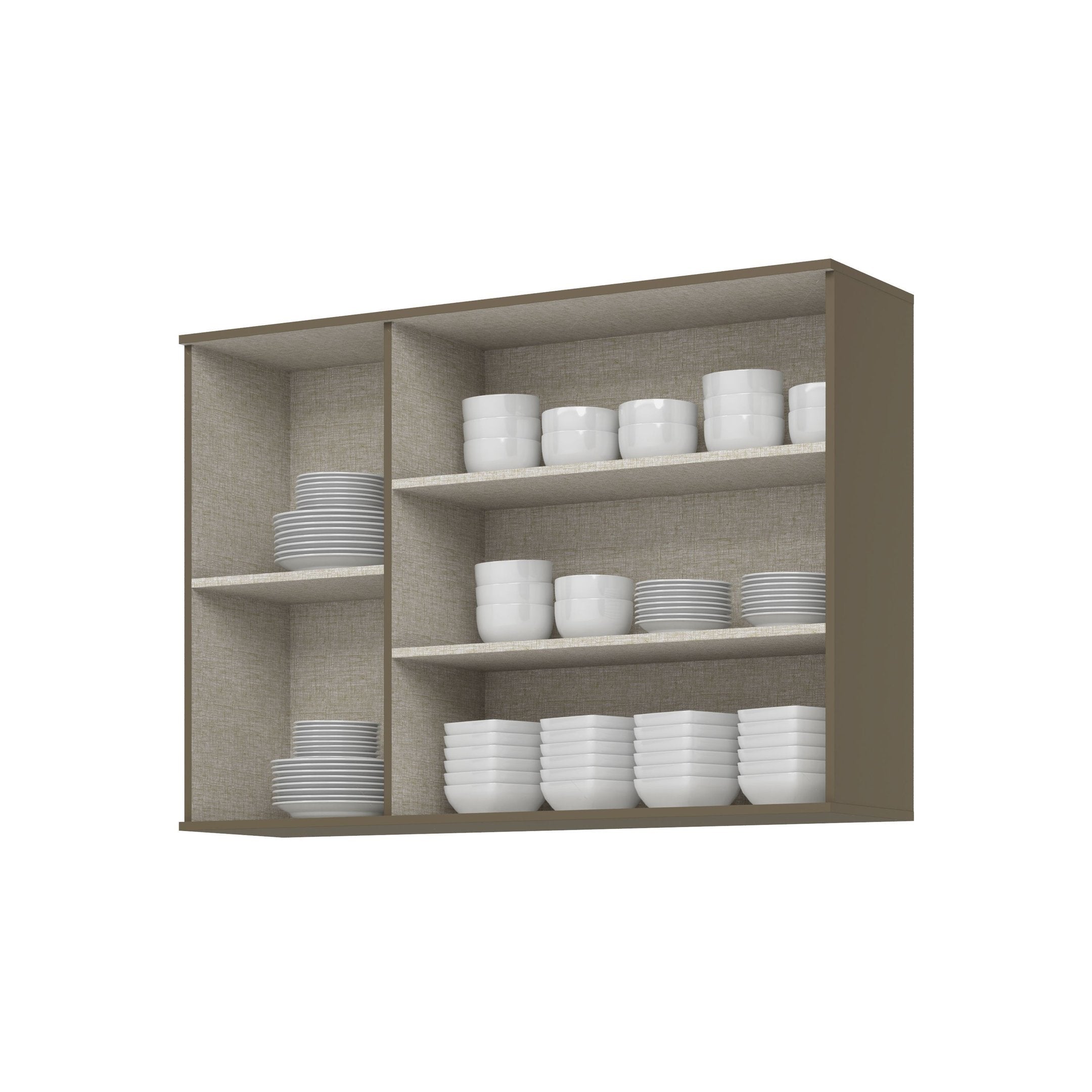 Armário Aéreo 3 Portas com Vidro Connect Henn Cinza 120cm