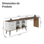Escrivaninha em L Mesa Gamer 3 Gavetas Lisboa Madesa