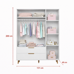 Quarto de Bebê Completo Retrô Melinda Mobili Berço 3 em 1 Cômoda e Guarda-Roupa