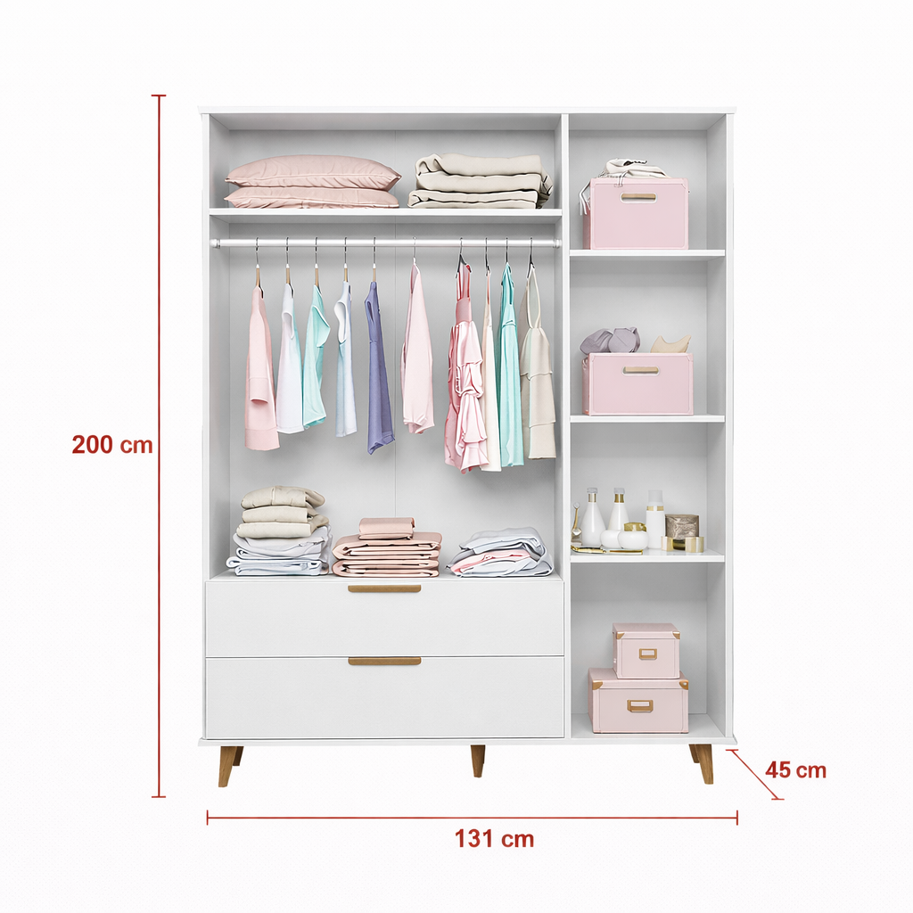 Quarto de Bebê Completo Retrô Melinda Mobili Berço 3 em 1 Cômoda e Guarda-Roupa