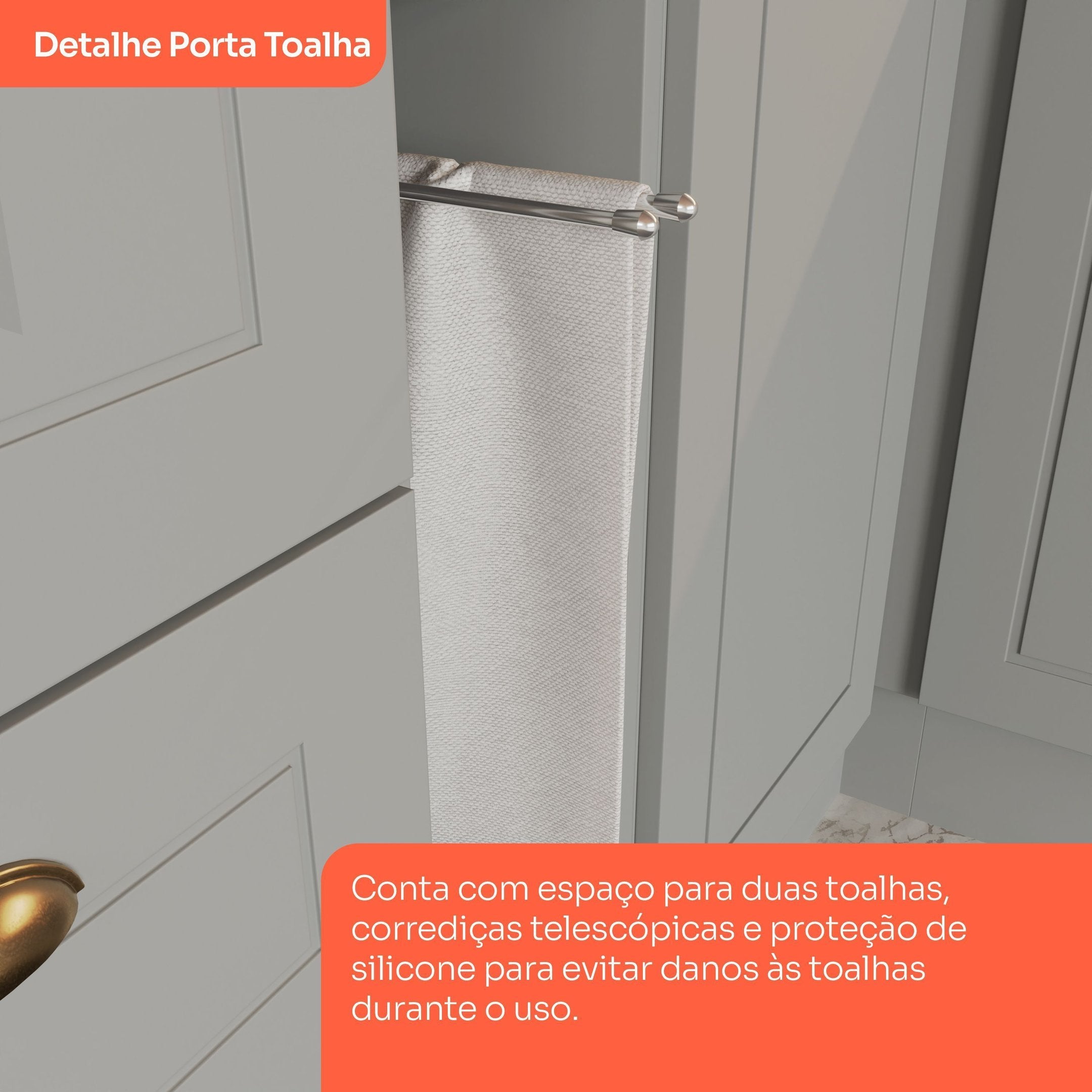 Balcão Porta Toalha Cozinha 20cm Emily Espresso Móveis Cinza