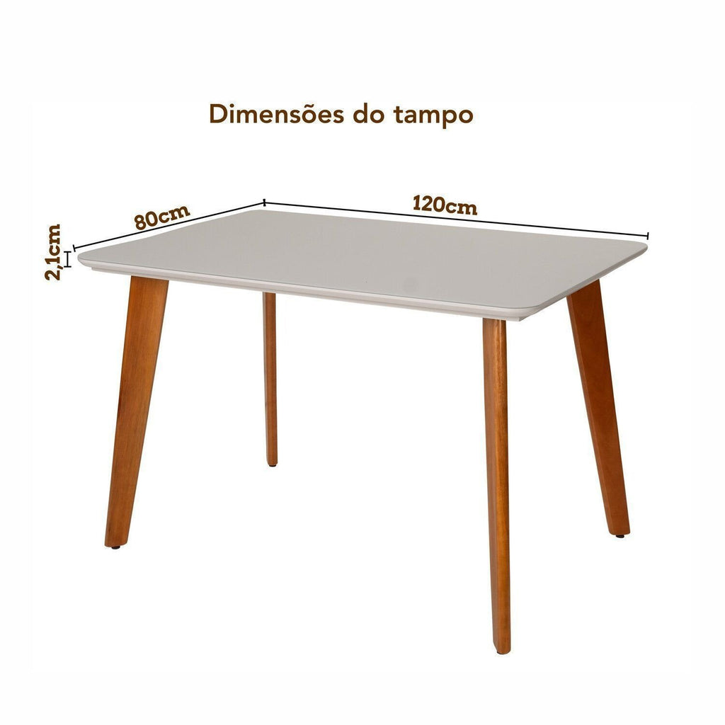 Conjunto Sala de Jantar Mesa Verona Tampo Vidro e MDF com 4 Cadeiras Ímola Authentic Off White Espresso Móveis